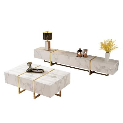 China (Other)Adjustable Chipboard Stone TV Stand With Steel Frame Stone Coffee Table Side Tables TV Stand for sale