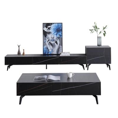 China (Other) Adjustable Marble TV Stand With Steel Frame Stone Coffee Table Side Tables TV Stand Marble Top for sale