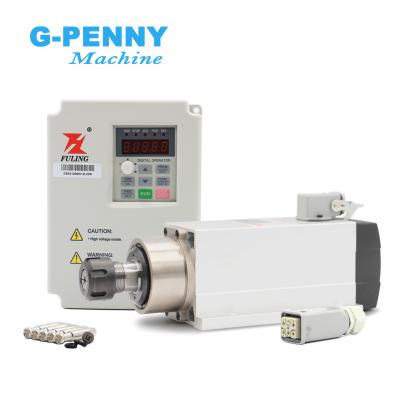 China Milling Newcomer! 2.2kw ER25 220v/380v Air Cooled Spindle Motor With 4pcs Flange Ceramic Bearings With 2.2KW Fuling Inverter for sale