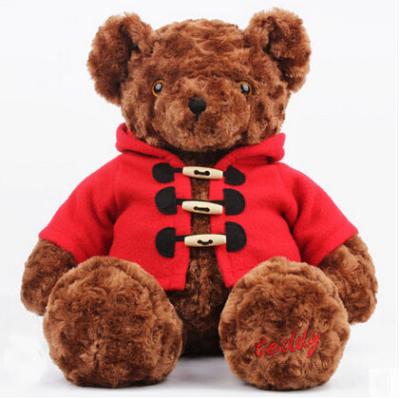 China CE 30cm Stuffed Animal Toys Brown Teddy Bear Customized With Coat for sale