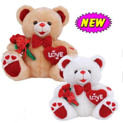 China 12inch de Teddybeer van de valentijnskaartendag met Bloem en Hart Gevuld Duwspeelgoed voor Viering Te koop