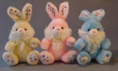 Cina Giocattoli farciti lunghi dei coniglietti di pasqua della peluche dei capelli piccoli, giallo/rosa/blu in vendita