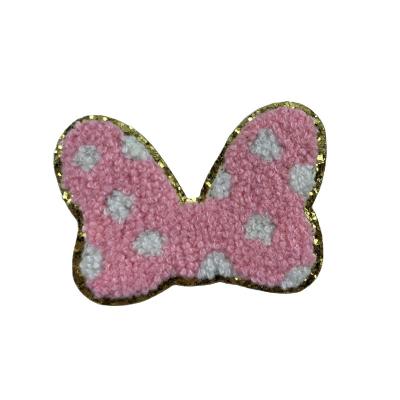 China Hot sale 5cm stick bag letter, planes, castles, bows, Mickey, coconut trees. Anchor Chenille Glitter Patches For Nylon Bag for sale