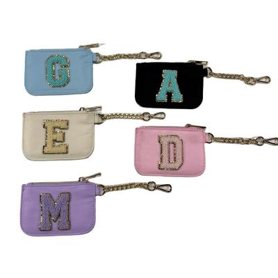 China Low MOQ Fashion Customized With Letter Pathces Key Bag Key Case Colorful Mini Nylon Key Chain Classic Mini Nylon Key Chain for sale