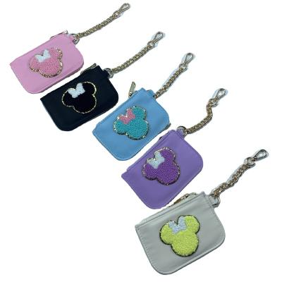 China Fashion Stock Nylon Portable Waterproof Personalized Letter Hooks Ladies Mini Cute Travel Coin Pouch Custom Key Chain Wallet Women for sale