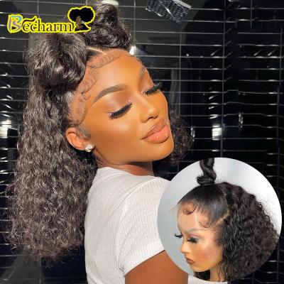 China Brazilian Deep Wave Curly Lace Up Short Bob Wigs Pre Plucked With Baby Hair Deep Curly 4x4 Lace Wig For Black Women for sale