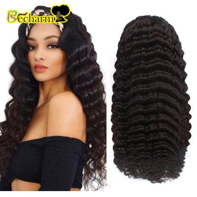 China Straight Transparent Braiding Wigs Hair, Brazilian 3c Women Headbands For Headband Wig, Bangs Deep Wave Curly Hair Headband Wig for sale