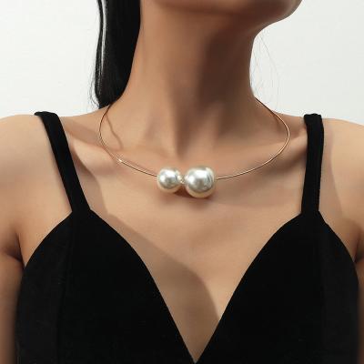 China Imitation Statement Necklace Choker Tassel Bling Pearl Pendant Necklace For Women Jewelry for sale