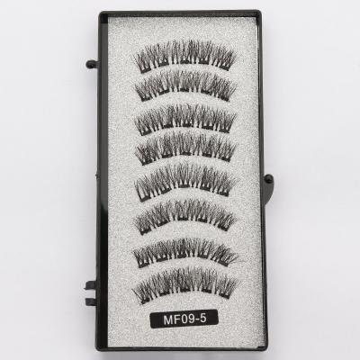 China Natural Soft Magnetic Handmade Artificial Fake Eyelashes Natural Mink Eyelashes Magnetic False Eyelashes 3D Magnets With Tweezers for sale