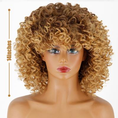 China Afro Wigs Short Daily Use Natural Black Synthetic Wig For Women Heat Resistant Fiber African American Wig for sale