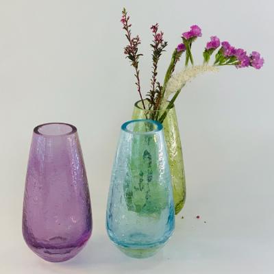 China Flower Vase Modern Design Manual Burst Vase Traditional Decorative Colorful Transparent Nordic Glass Color Spray Flower Vase for sale