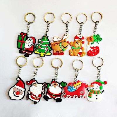 China 2021 Christmas Sale Christmas Decoration Cartoon Key Ring Ornaments 3D Soft Rubber Key Ring Soft Rubber Pendant Key Chain for sale