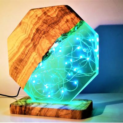 China Wholesale Unique Modern Customize Epoxy Resin Lamp Crystal Clear Epoxy Wooden Lamp Home and Holiday Decoration for sale