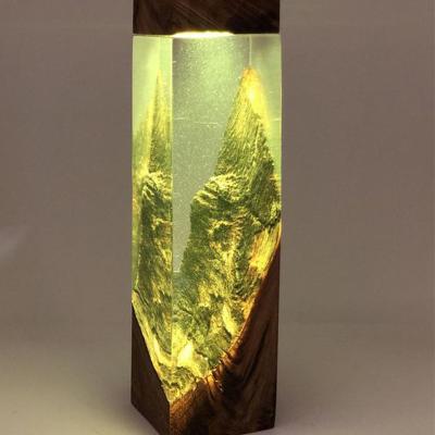 China Art Craft Epoxy Resin Wood Night Table Desk Lamp Customized Home Decoration Best Luxury Hotel Table Lamps Modern Light for sale