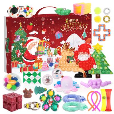 China TPR Amazon Popular Christmas Popper Blind Boxes Push Bubbles Sensory Toys Christmas Stirring Toys Stirred Toys Advent Calendar Set for sale