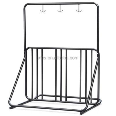 China Bike Parking Rack Outdoor Floor Bike Display Rack For 6 Bikes With Helmet Hangers Stand Manufacturers for sale