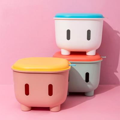 China Storage Stool (Others) Adjustable Home Cartoon Toys Cute Plastic Storage Box Kids Baby Clothes Snacks Box Storage Stool Plastic for sale