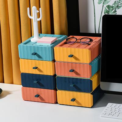 China Quality Guarantee Multi-Layer Stackable Plastic Workable Desktop Organizer Drawer Cosmetics Storage Box Desktop Storage Box for sale