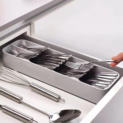 China Kitchen Drawer Tray Cutlery Storage Box Cutlery Knives Utensil Storage Organizer Cutlery Knife and Fork Drawer Viable Storage Box for sale