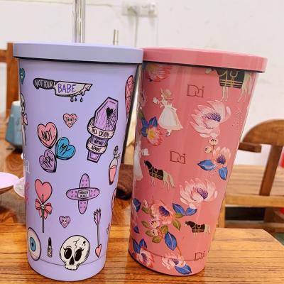 China New Viable Creative Custom Printed Vacuum Thermos Mug Volume With Lid Car Water Cup for sale