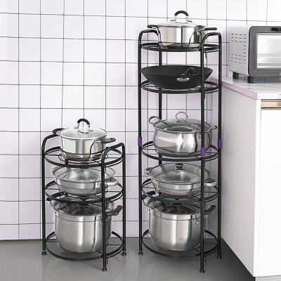 China Three viable or five tier kitchen racks floor multifunctional storage pot racks assemble and install pot rack kitchen for sale