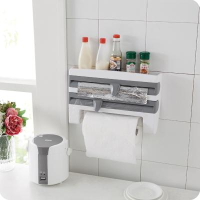 China Modern Punchless Paper Towel Shelf Bathroom Kitchen Hanger Cling Film Storage Rack Wall Hanging Rack Kitchen Tissue Holder for sale