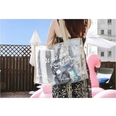 China PVC Beach Bag Swim Storage Travel Clothing Fashionable Transparent Swimming Portable Handbag for sale