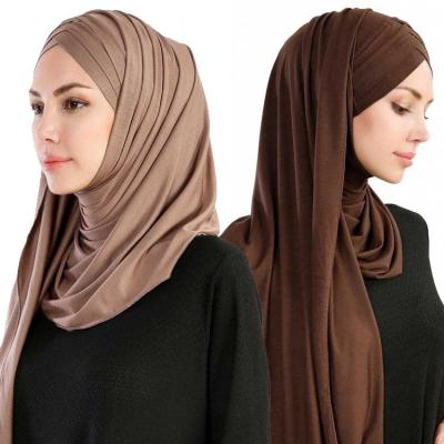 China Customizable Pleated Hijab Medium And Long Comfortable Hijabs Covers Islam Muslim Four Floor Cotton Hijab for sale