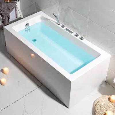 China White Acrylic Rectangular Freestanding Soaking Tub Hotel Apartment Project for sale