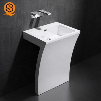 Chine Lavabo blanc de piédestal de Lavabo extérieur solide ignifuge de lavabo à vendre