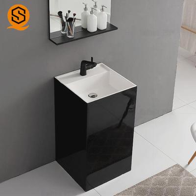 Chine Lavabo extérieur solide de piédestal noir à vendre