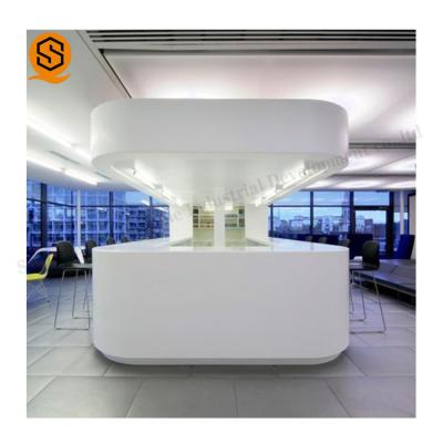 China 5m Solid Surface Reception Desk Airport Front Desk Fire Resistant for sale