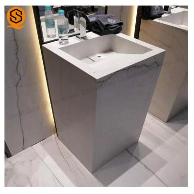 Chine Lavabo blanc de piédestal de marbre de Carrare imperméable pour la salle de bains à vendre