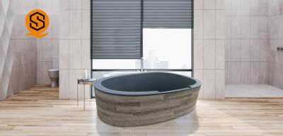 China Oval Freestanding Artificial Stone Bathtub Acrylic Seamless Joint 170CM for sale