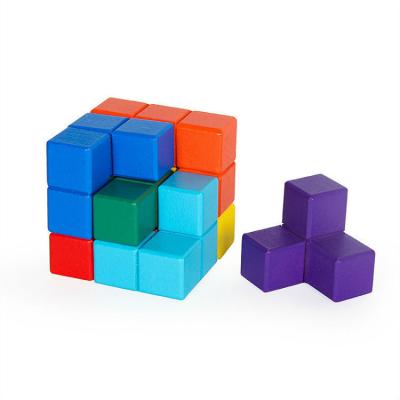 China Mini Customized DIY Colorful Solid Wooden Blocks Toys For Children Puzzle Toy Kids Educational Wooden Cube Toys for sale