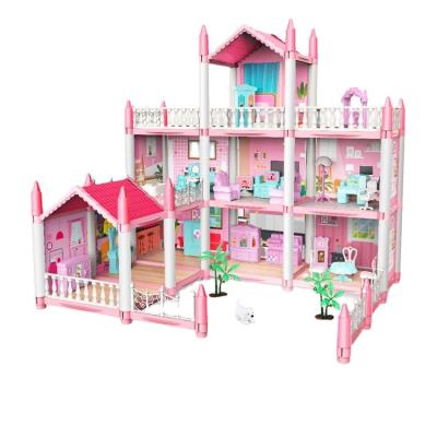 China Plastic Customized Children's Family Assembled Villa Set DIY Assembled Villa Play House Toys Great for sale