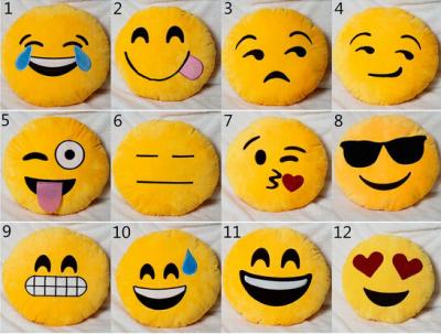 China Emoji Emoticon Yellow Round Cushions And Pillows Stuffed Plush Toy for sale