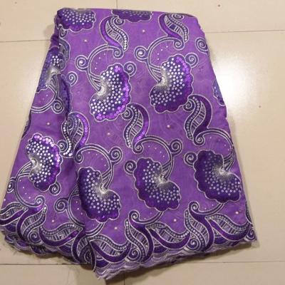 China Purple Swiss Net Lace Fabric , 130 - 135cm Width for sale