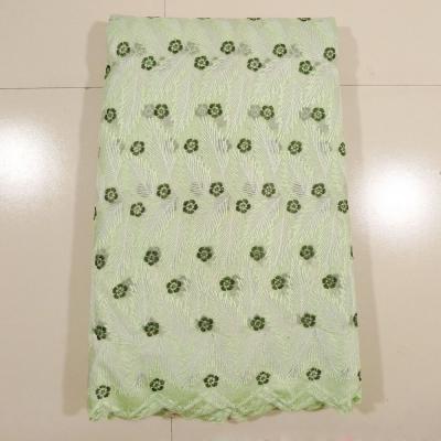 China Green Organza Embroidered Lace Fabric , Party Dress for sale