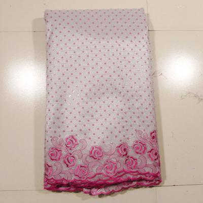 China Pink Embroidery Bridal Lace Fabrics , 4 - 5kgs Weight for sale