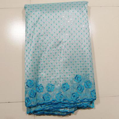 China Wedding Dress Bridal Lace And Fabric , Blue Swiss Metallic + Net for sale