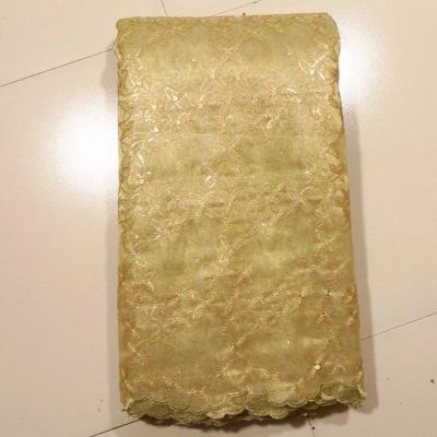 China Gold Bridal Lace Fabrics , Swiss Metallic Net for sale