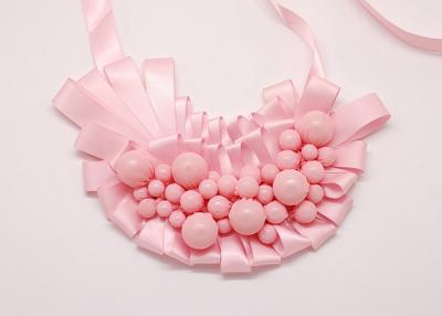 China pink beaded collar necklace, Fabric beads covered Handcrafted Necklaces (NL-520) for sale