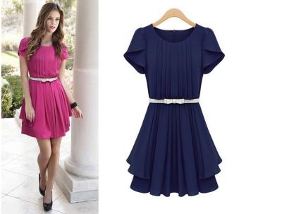 China Adults Womens Casual Clothing Sleeveless Summer Modest Dresses With Belt for sale