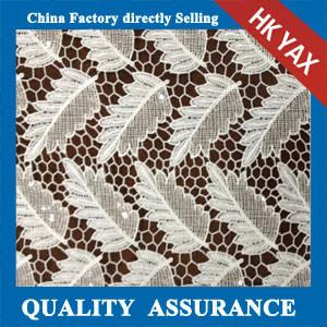 China embroidered fabric,embroidered lace,Geometric design100%polyester chemical water soluble cotton embroidered lace fabric for sale