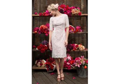 China Cream Lace Casual Womens Dresses Half Sleeve With Polyester for sale