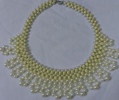 China Decorative Yellow ABS Pearl / beads collar with lobster and clips for sale