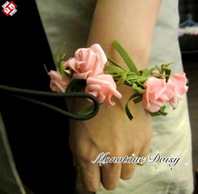 China artificial foam material rose flower wedding decor flower wrist corsage for sale