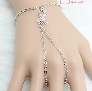 China Fashion Braided Metal Crystal Breast Cancer Awareness Bracelet For Women for sale