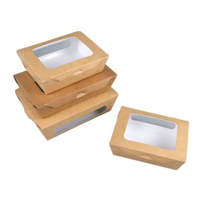 China Disposable Fried Chicken Burger Salad Paper Food Packaging Box With Window for sale